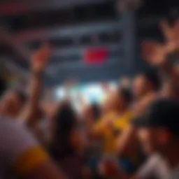 A vibrant viewing party for the Asian Cup with fans cheering