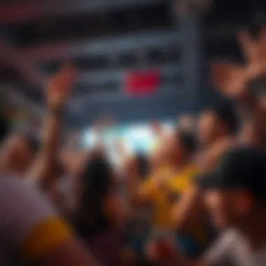 A vibrant viewing party for the Asian Cup with fans cheering