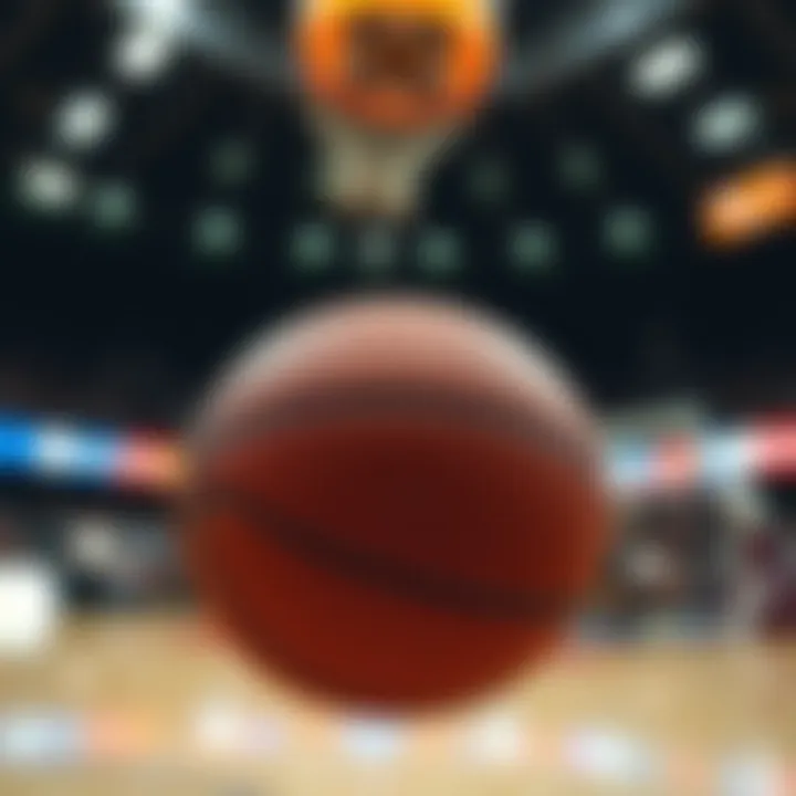 Close-up of a basketball in motion during a game