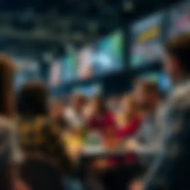 A vibrant community engaging in discussions about betting