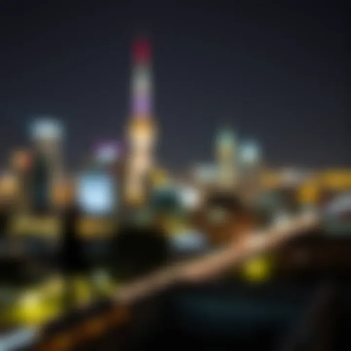 Illuminated cityscape during a December celebration