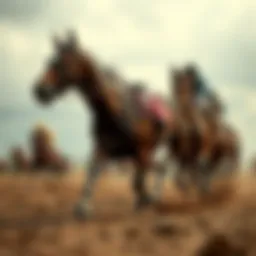 Historic depiction of horse racing in ancient times