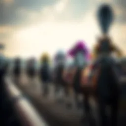 A thrilling horse race captured at the finish line