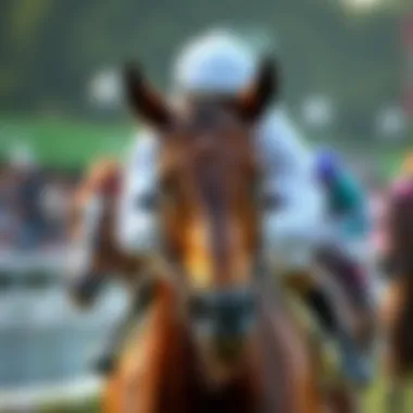 A close-up of a jockey on a horse during a race