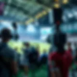 Technical broadcasting equipment used in sports events.