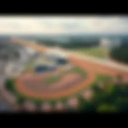 Aerial view of Let's Run Park showcasing its racetracks.