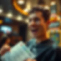 Illustration depicting the thrill of winning a lottery ticket.