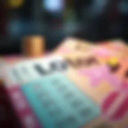 A close-up view of a lottery ticket with vibrant colors