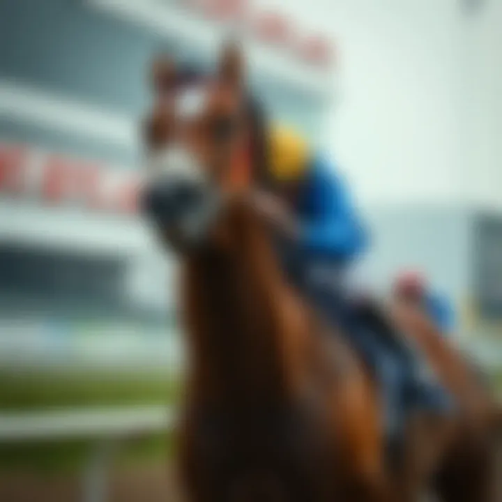 A dynamic moment in horse racing featuring Mun Se-young showcasing his skills.