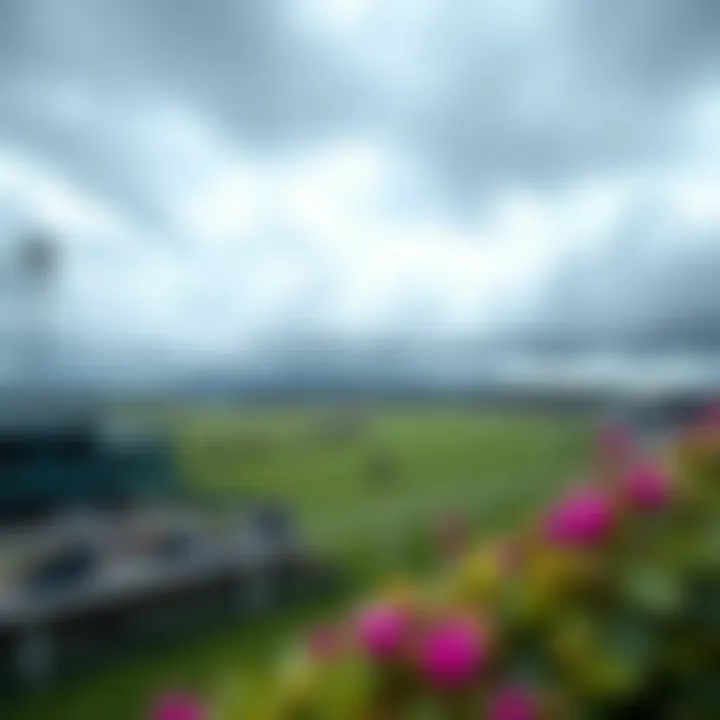 A picturesque view of the racecourse under varying weather conditions