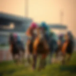 Racing horses at a track